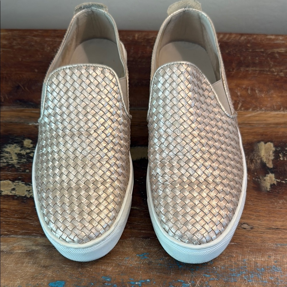 THE FLEXX Gold Woven Slip-On Sneakers